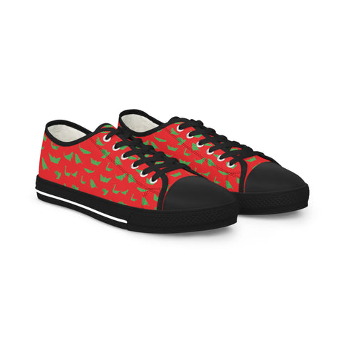 Red Crane Print Men's Sneakers, Men's Low Top Sneakers