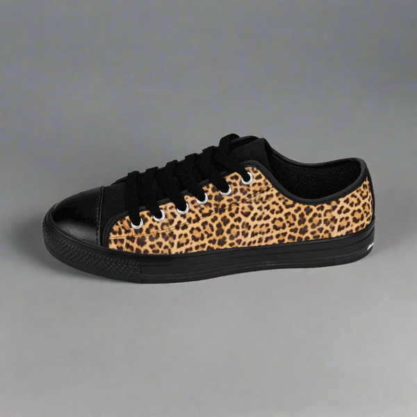 Brown Leopard Print Men's Sneakers, Designer Leopard Animal Print Best Low Top Shoes For Men (US Size: 7-14)