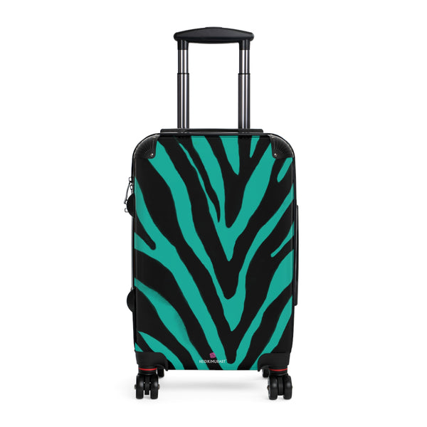 Blue Zebra Print Best Suitcases, Black and Blue Zebra Striped Animal Print Designer Suitcase Luggage (Small, Medium, Large) Unique Cute Spacious Versatile and Lightweight Carry-On or Checked In Suitcase, Best Personal Superior Designer Adult's Travel Bag Custom Luggage - Gift For Him or Her - Printed in&nbsp; Canada