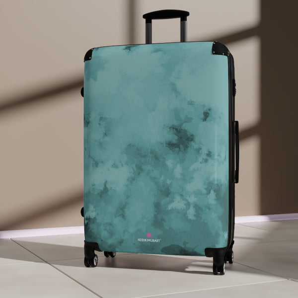 Blue Abstract Print Suitcase, Abstract Designer Suitcases, Travel Bag Suitcases