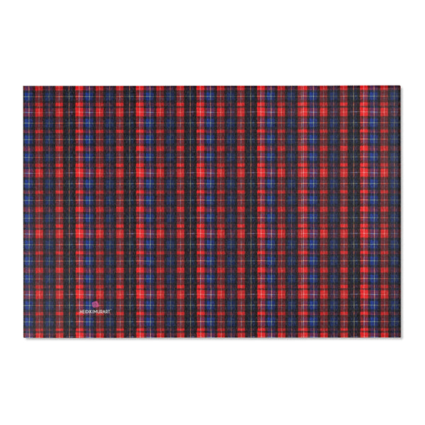 Blue Red Plaid Print Carpet, Classic Print Area Rugs