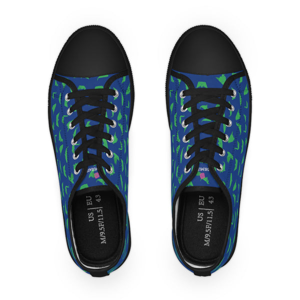 Blue Crane Print Men's Sneakers, Men's Low Top Sneakers