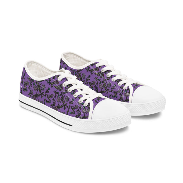 Light Purple Floral Women's Sneakers, Floral Print Women's Low Top Sneakers Tennis Shoes, Canvas Fashion Sneakers With Durable Rubber Outsoles and Shock-Absorbing Layer and Memory Foam Insoles&nbsp;(US Size: 5.5-12)