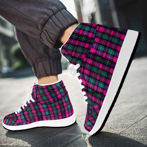 Pink Plaid Sneakers For Men/ Women, Pink Plaid Print Best Designer Unisex Women's or Men's High Top Casual Streetwear Sneakers (Men's US Size: 4-12) (Women's US Size: 5-13)