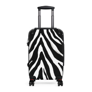 Black Zebra Stripes Print Suitcases, Animal Print Designer Suitcase Luggage (Small, Medium, Large)&nbsp;Unique Cute Spacious Versatile and Lightweight Carry-On or Checked In Suitcase, Best&nbsp;Personal Superior Designer Adult's Travel Bag Custom Luggage - Gift For Him or Her -&nbsp;Printed in USA/ UK