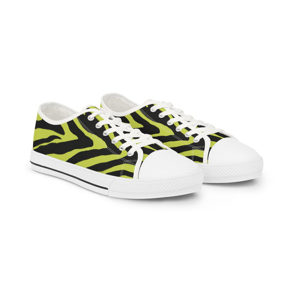 Yellow Zebra Print Men's Sneakers, Yellow and Black Zebra Striped Animal Print Modern Minimalist Best Breathable Designer Men's Low Top Canvas Fashion Sneakers With Durable Rubber Outsoles and Shock-Absorbing Layer and Memory Foam Insoles (US Size: 5-14)