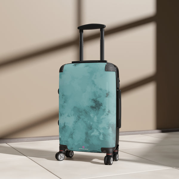 Blue Abstract Print Suitcase, Abstract Designer Suitcases, Travel Bag Suitcases