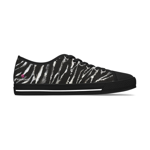 Best Zebra Striped Women's Sneakers, White and Black Zebra Striped Animal Print Modern Basic Essential Women's Low Top Sneakers Tennis Shoes, Canvas Fashion Sneakers With Durable Rubber Outsoles and Shock-Absorbing Layer and Memory Foam Insoles&nbsp;(US Size: 5.5-12)