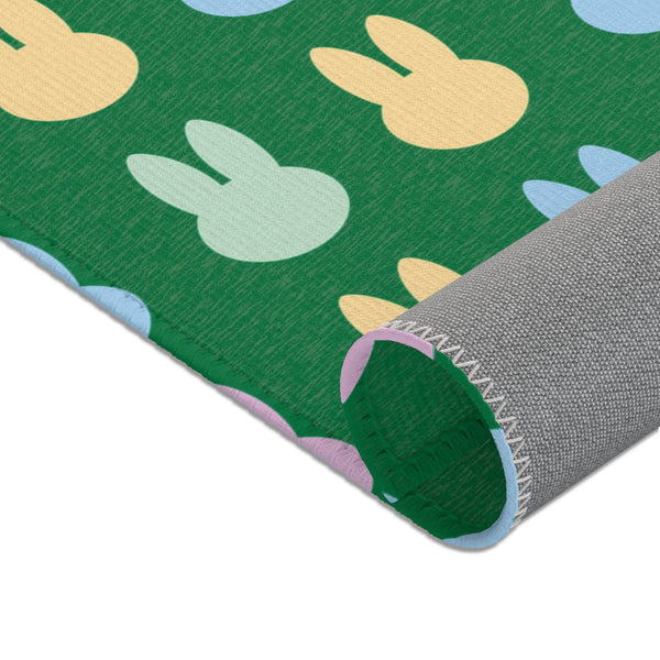 Green Bunny Rabbit Area Rugs