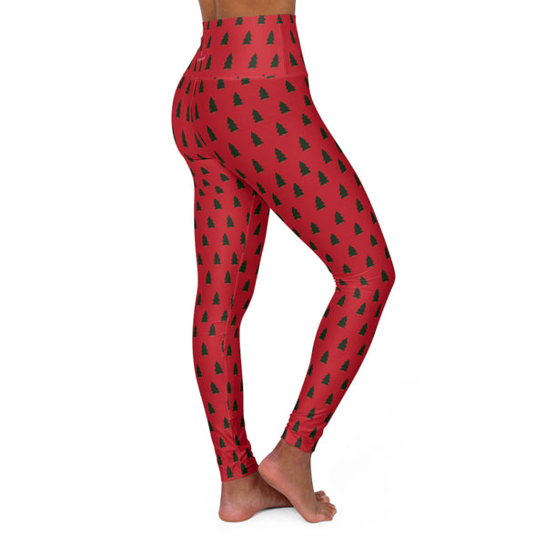 Red Christmas Tree Yoga Tights,  Best High Waisted Women's Yoga Leggings