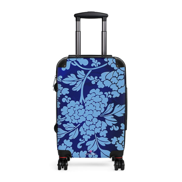 Sky Blue Floral Print Suitcase, Abstract Oriental Style Floral Print Designer Suitcase Luggage (Small, Medium, Large)&nbsp;Unique Cute Spacious Versatile and Lightweight Carry-On or Checked In Suitcase, Best Personal Superior Designer Adult's Travel Bag Custom Luggage - Gift For Him or Her - Printed in&nbsp; Canada