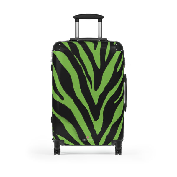 Zebra Print Best Suitcases, Light Green and Black Zebra Striped Animal Print Designer Suitcase Luggage (Small, Medium, Large) Unique Cute Spacious Versatile and Lightweight Carry-On or Checked In Suitcase, Best Personal Superior Designer Adult's Travel Bag Custom Luggage - Gift For Him or Her - Printed in&nbsp; Canada