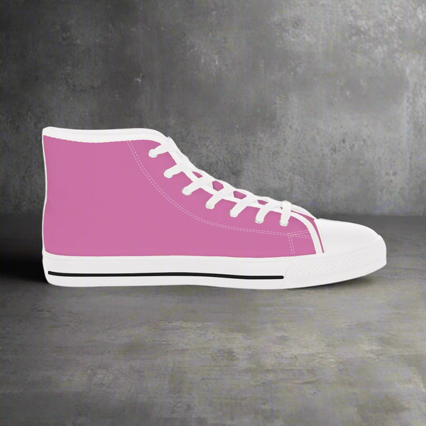 Pink Solid Color Men's Sneakers, Best Pink Canvas High Tops, Modern Minimalist Best Men's High Top Sneakers