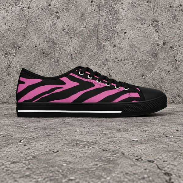 Pink Zebra Print Women's Sneakers, Zebra Striped Animal Print Women's Low Top Sneakers (US Size: 5.5-12)