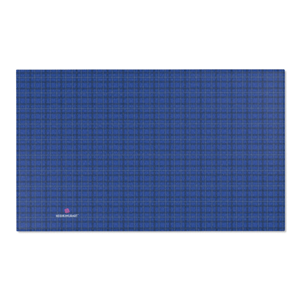 Blue Plaid Print Area Rugs