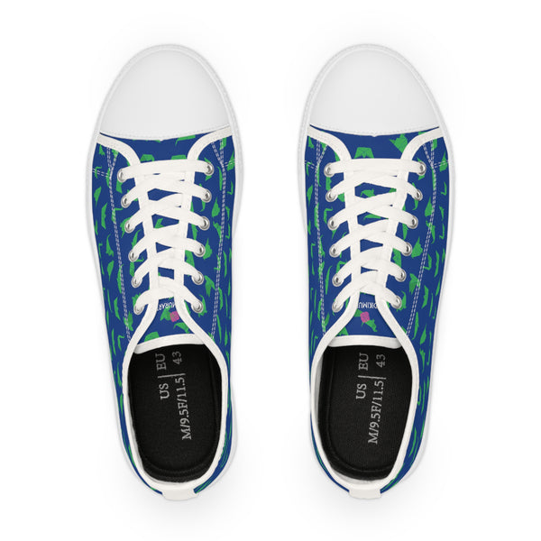 Blue Crane Print Men's Sneakers, Men's Low Top Sneakers