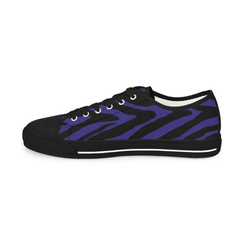 Purple Zebra Print Men's Sneakers, Purple and Black Zebra Striped Animal Print Modern Minimalist Best Breathable Designer Men's Low Top Canvas Fashion Sneakers With Durable Rubber Outsoles and Shock-Absorbing Layer and Memory Foam Insoles (US Size: 5-14)