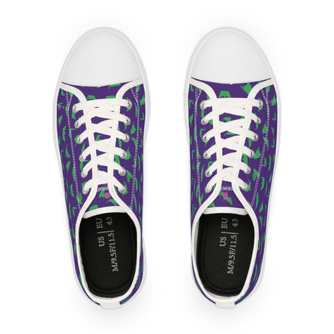 Purple Crane Print Men's Sneakers, Green and Purple Japanese Style Crane print Graphic Colorful Modern Best Breathable Designer Men's Low Top Canvas Fashion Sneakers With Durable Rubber Outsoles and Shock-Absorbing Layer and Memory Foam Insoles (US Size: 5-14)