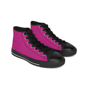 Pink Solid Color Men's High Tops,  Best Designer Men's Classic Sneakers