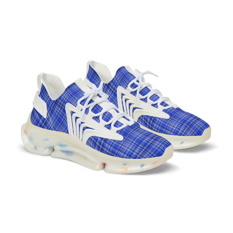 Blue Plaid Men's Mesh Sneakers, Blue Classic Plaid Print Best Comfy Men's Mesh-Knit Designer Premium Laced Up Breathable Comfy Sports Sneakers Shoes (US Size: 5-12)&nbsp;Mesh Athletic&nbsp;Shoes, Mens Mesh Shoes,&nbsp;Mesh Shoes Men,&nbsp;Men's Classic Low Top Mesh Sneaker, Men's Breathable Mesh Shoes, Mesh Sneakers Casual Shoes&nbsp;