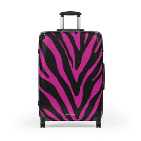 Zebra Print Best Suitcases, Hot Pink and Black Zebra Striped Animal Print Designer Suitcase Luggage (Small, Medium, Large) Unique Cute Spacious Versatile and Lightweight Carry-On or Checked In Suitcase, Best Personal Superior Designer Adult's Travel Bag Custom Luggage - Gift For Him or Her - Printed in&nbsp; Canada