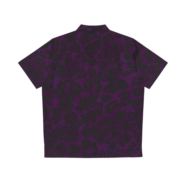 Purple Leopard Men's Shirt, Best  Animal Print  Men's Hawaiian Shirt