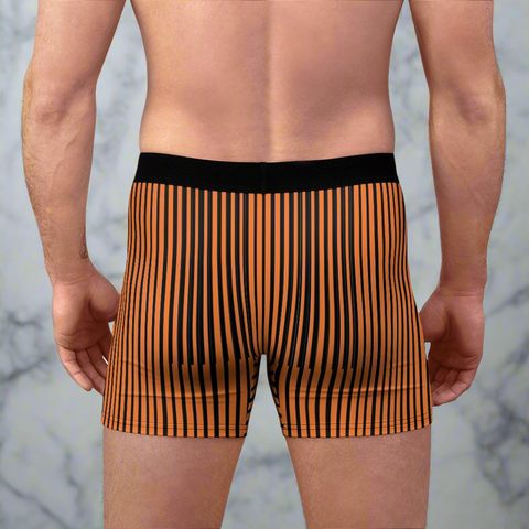 Halloween Striped Men's Underwear, Vertical Striped Best Men's Boxer Briefs Underwear (US Size: XS-3XL)