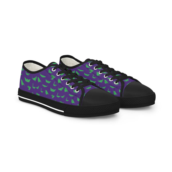 Purple Crane Print Men's Sneakers, Men's Low Top Sneakers