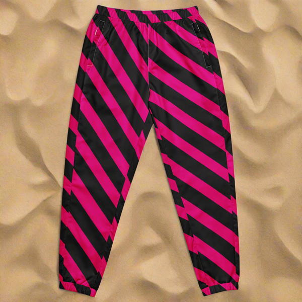 Pink Black Striped Track Pants, Best Unisex Running Athletic Jogger Track Trouser Sweatpants Pants For Men and Women - Made in USA/EU/MX (US Size: XS-3XL)