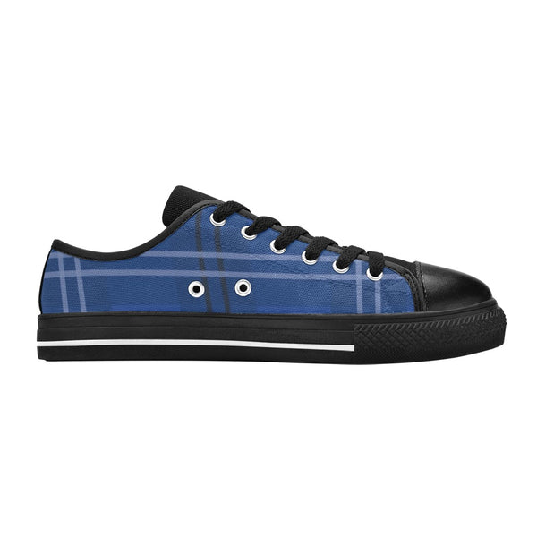 Royal Blue Plaid Women's Sneakers, Blue Classic Tartan Plaid Print Designer Low Top Fashion Tennis Shoes Women's Sneakers Footwear Streetwear Shoes (US Size: 6-12)
