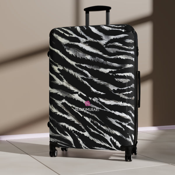 Zebra Print Best Suitcases, White and Black Zebra Striped Animal Print Designer Suitcase Luggage (Small, Medium, Large)&nbsp;Unique Cute Spacious Versatile and Lightweight Carry-On or Checked In Suitcase, Best Personal Superior Designer Adult's Travel Bag Custom Luggage - Gift For Him or Her - Printed in&nbsp; Canada