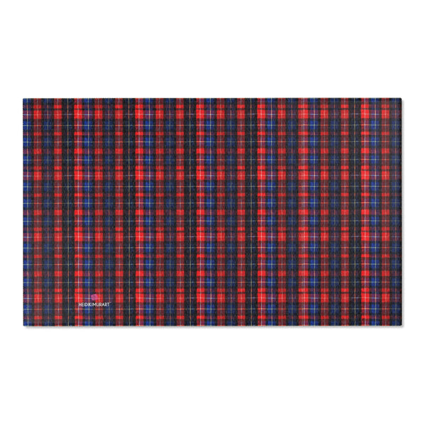 Blue Red Plaid Print Carpet, Classic Print Area Rugs