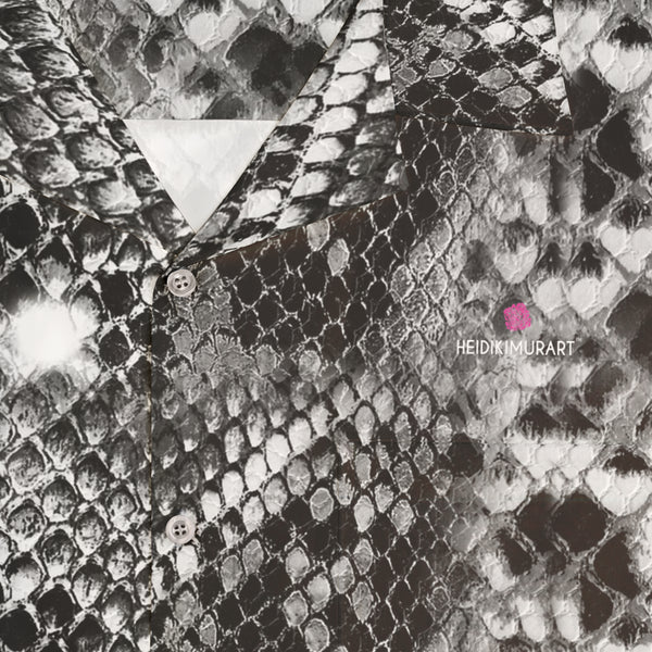 Grey Snake Print Men's Shirt, Best Men's Hawaiian Shirt