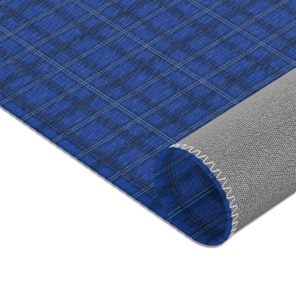 Blue Plaid Print Area Rugs