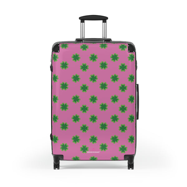 St. Patrick's Day Print Suitcase, Irish Holiday Clover Leaf Print Designer Suitcases,  Travel Bag Suitcases