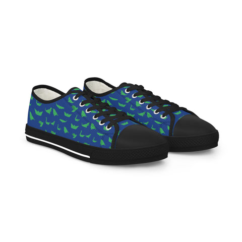 Blue Crane Print Men's Sneakers, Men's Low Top Sneakers