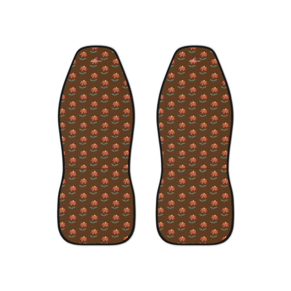 Brown Daisies Car Seat Covers, Brown Daisies Floral Print 2-Pcs Set (48.03" × 18.50") Polyester Car Seat Covers, Best Car Accessories Essential Premium Quality Best Soft Luxury Car Seat - 2 Pack For Your Car Seat Protection, Car Seat Protectors, Designer Car Seat Accessories, Pair of 2 Front Seat Covers, Custom Seat Covers, Luxury Car Seat Covers, Best Car Seat Covers