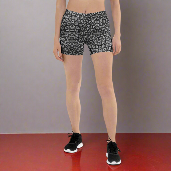 Black Leopard Print Women's Shorts