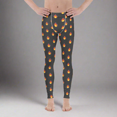 Grey Flames Meggings, Best Gay Friendly Red Hot Flames Print Pattern Designer Print&nbsp; Meggings Men's Workout Gym Tights Leggings, Men's Compression Tights Pants - Made in USA/ EU/ MX (US Size: XS-3XL) Patterned Leggings For Men, Tights Workout, Men's Compression Pants, Mens Festival Leggings, Mens Leggings Fashion, Mens Tights&nbsp;