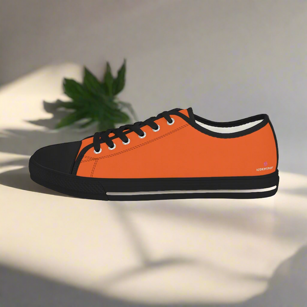 Dark Orange Color Men's Sneakers, Best Solid Orange Color Men's Low Top Sneakers Tennis Canvas Shoes (US Size: 5-14)