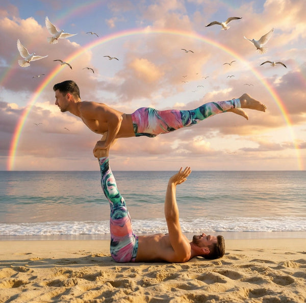 Mosaic Colorful Print Meggings, Abstract Printed Men's Leggings
