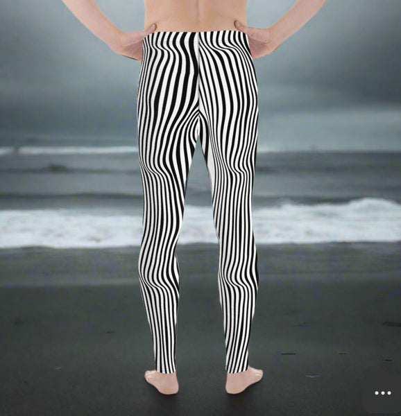 Black White Wavy Men's Leggings