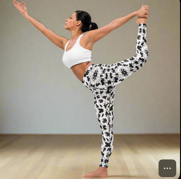 Cow Print Women's Yoga Leggings, Best Animal Print Tights