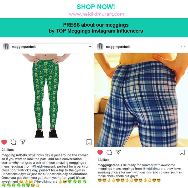 Green Abstract Printed Men's Leggings, Green Yellow Multicolored Abstract Printed Sexy Meggings - Made in USA/EU/MX