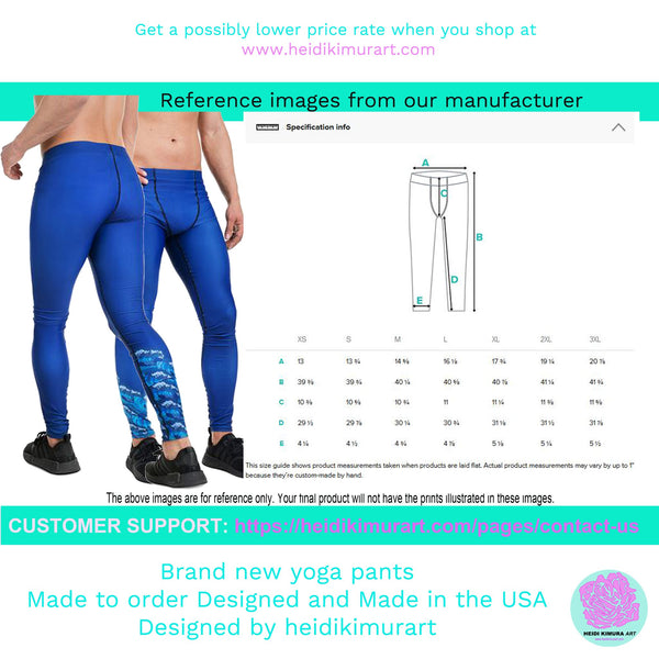 Green Blue Floral Print Megegings, Best Blue and Green Oriental Style Floral Print Meggings Compression Tights - Made in USA/EU/MX