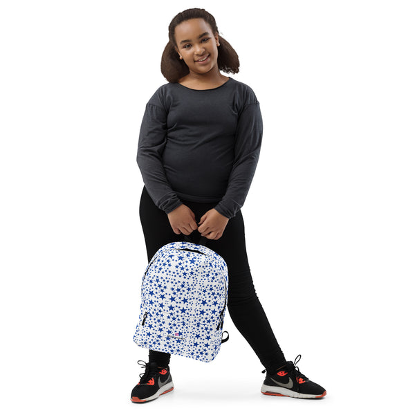 Blue Stars Print Backpack