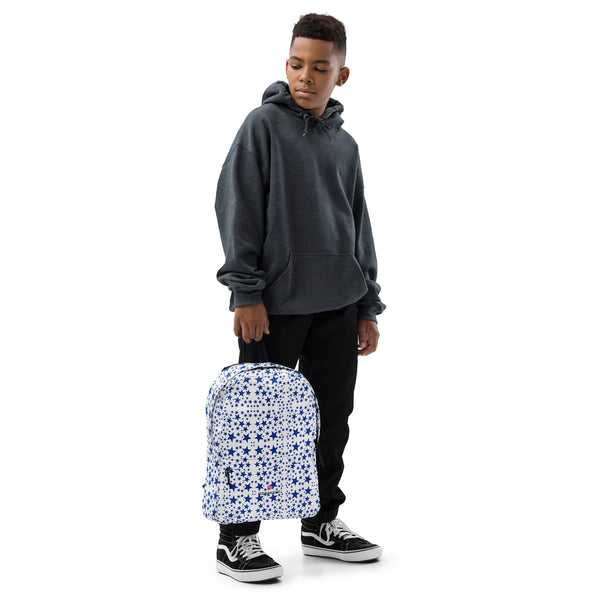 Blue Stars Print Backpack