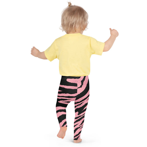 Pink Black Tiger Stripe Girl's Tights, Pink Black Tiger Stripe Print Designer Kid's Girl's Leggings Active Wear, 38-40 UPF Fitness Workout Gym Wear Running Tights, Comfy Stretchy Pants (2T-7) Made in USA/EU/MX, Girls' Leggings & Pants, Leggings For Girls, Designer Girls Leggings Tights, Leggings For Girl Child