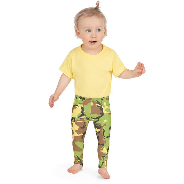 Green Camo Kid's Leggings, Kid's Camouflaged Military Print Designer Kid's Girl's Leggings Active Wear 38-40 UPF Fitness Workout Gym Wear Running Tights, Comfy Stretchy Pants (2T-7) Made in USA/EU/MX, Girls' Leggings & Pants, Leggings For Girls, Designer Girls Leggings Tights, Leggings For Girl Child