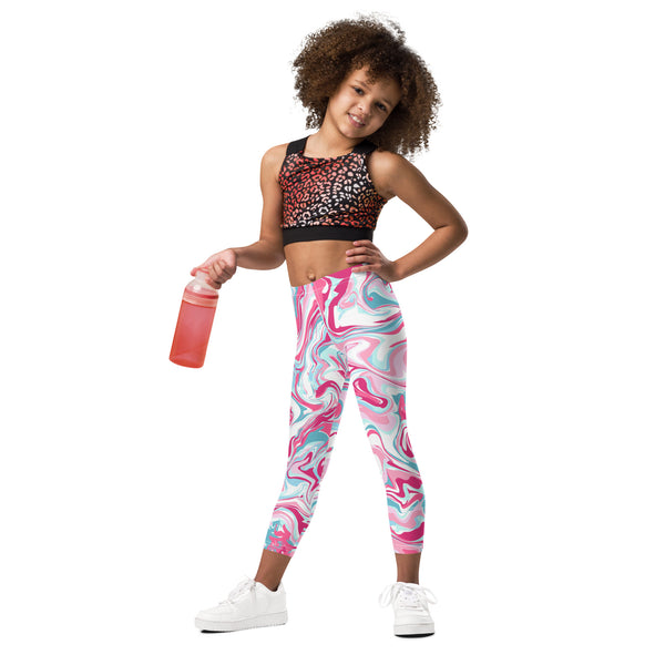 Pink Abstract Girl's Tights, Pink Abstract Print Designer Kid's Girl's Leggings Active Wear, 38-40 UPF Fitness Workout Gym Wear Running Tights, Comfy Stretchy Pants (2T-7) Made in USA/EU/MX, Girls' Leggings & Pants, Leggings For Girls, Designer Girls Leggings Tights, Leggings For Girl Child